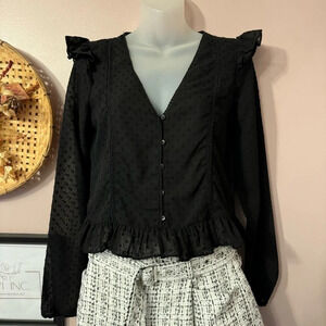 Zara Mesh Dotted Long Sleeved  Top Women Size XS